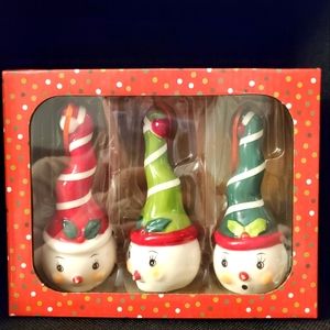 Johanna Parker 3 Piece Ornament Set Swirly Snowman BNWT